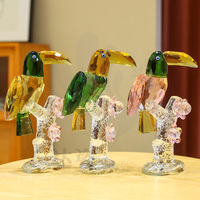 Décorations d'intérieur écologiques de luxe, figurines d'oiseaux en cristal gravées au laser, tucans polis, artisanat animalier, cadeaux décoratifs