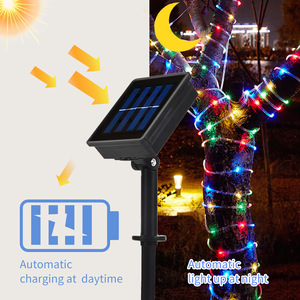 Ngoài trời không thấm nước 8 chế độ 10M 100 <span class=keywords><strong>200</strong></span> 300 <span class=keywords><strong>Led</strong></span> PVC Ống Nhiều Màu Cổ Tích chuỗi đèn năng lượng mặt trời <span class=keywords><strong>LED</strong></span> Rope ánh sáng cho sân vườn - Product Image 3