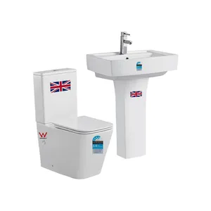 England Standard Hot Sale Cheap Sanitary Ware Suite White Pedestal Basin 2 Piece Toilets Bowl Ceramic Toilet Set