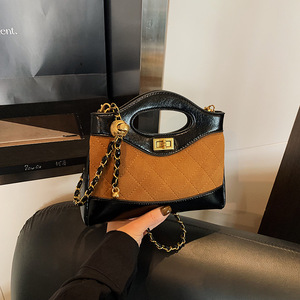 Bolso de Mano Tipo Clutch Acolchado de Piel Sintética de Alta Gama para Mujer, Otoño 2026, con Cierre de Bloqueo y Cadena Decorativa, Forro de Poliéster - Product Image 5