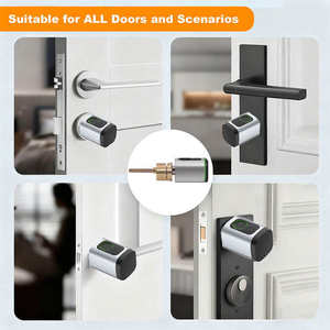 Cylindre de serrure de <span class=keywords><strong>porte</strong></span> à empreinte digitale de remplacement pour poignées standard américaines |   Serrure intelligente sans clé |   Solution de rénovation sans perçage - Product Image 4