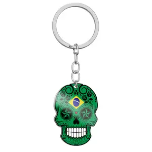Großhandel hochwertiges World Metal Brasilien Halloween-Schlüsselanhänger Frieden Anhänger Hummer Knopf Schlüsselanhänger