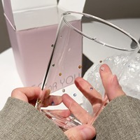 Gobelet en verre borosilicate de 400 ml, décoré de points colorés, résistant à la chaleur, verre transparent pour café, jus, boissons