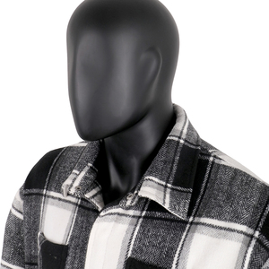 Áo sơ mi nam chất liệu len ca rô đen trắng thêu logo TOPSHOW, có túi ngực, cài nút phía sau - Product Image 3