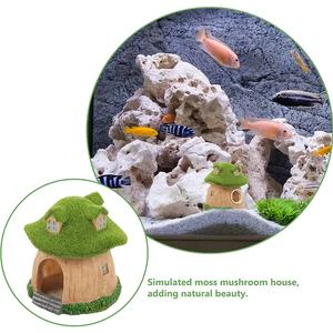 Decoração de Aquário em Forma de Casa de Cogumelo, Paisagem Subaquática em Resina, um Espaço de Esconderijo e Brincadeira para Peixes Betta - Product Image 6