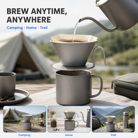 Filtre à café en titane pur à 3 trous, filtre à thé portable, kit de camping pour le thé et le café, équipement de camping, matériel de camping
