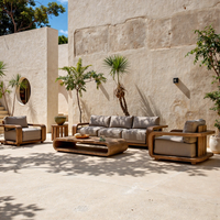 Ensemble de canapés d'extérieur Vila Luxury Teak au design contemporain, imperméable, protection solaire, écologique, durable, pour hôtel et jardin