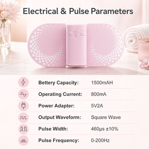 Appareil TENS sans fil pour soulager les douleurs menstruelles et dorsales, machine TENS avec chaleur pour les crampes menstruelles, masseur EMS rechargeable - Product Image 2