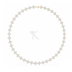 Collar de tenis con racimo de tréboles de diamante, chapado en plata, con diseño floral natural, de cuatro hojas cultivadas en laboratorio, estilo eternidad, de lujo nupcial - Product Image 1