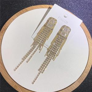 Overdreven Lange Kwastje Strass Druppel Oorbel Waterdruppels Kwastje Druppel Oorbel Voor Vrouwen - Product Image 6