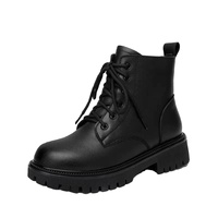 Bottines en cuir véritable de marque pour femmes, nouvelle collection hiver 2025, style britannique, à semelle épaisse et doublées polaire, petite taille