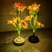 Lampe de table à fleurs artificielles, lampe de nuit LED en forme de tournesol, cadeau pour femmes, décoration de salon, décoration de bureau