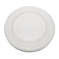Assiette ronde compostable en bagasse de canne à sucre de 7 pouces, sans PFAS, jetable, pour fête