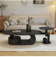 Table Basse en Pierre Frittée Blanc Crème de Luxe Italien, Ensemble Moderne Minimaliste Élégant, Durable et Écologique avec Rangement Central