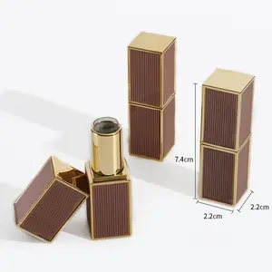 Spot supplies High quality luxury square brown striped gold border lipstick tube lip balm tube