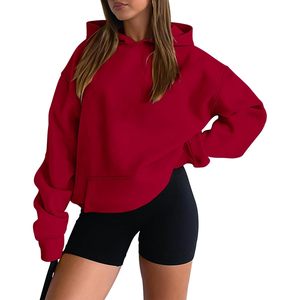 FOXA Sweat-shirt à capuche décontracté pour femme, à manches longues, avec poche kangourou et épaules tombantes, en polaire - Product Image 1