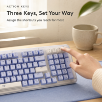 Keyboard Mekanik Nirkabel Kantor dengan Lampu Latar Putih 98 Tombol, Baterai Isi Ulang 12 Bulan, Penerima USB