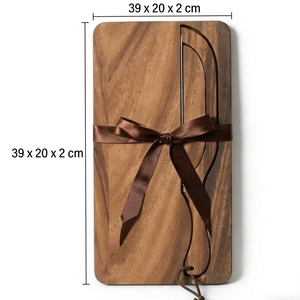 Planche à pain en bois d'acacia écologique, planche à découper artisanale professionnelle avec rangement intégré pour couteaux, durable, pour la cuisine, compatible lave-vaisselle - Product Image 6