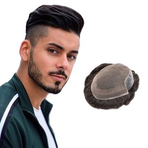 Parrucchino Q6 per <span class=keywords><strong>Uomo</strong></span> in Pizzo e PU, Parrucche Traspiranti da <span class=keywords><strong>Uomo</strong></span>, Protesi Capillare Maschile 100% <span class=keywords><strong>Capelli</strong></span> Umani Naturali, Protesi Capillari da <span class=keywords><strong>Uomo</strong></span> - Product Image 1