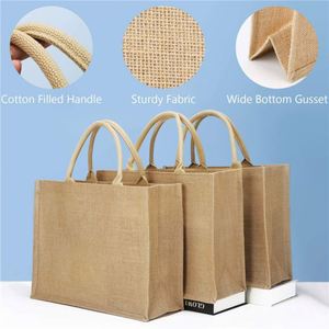 Bolsa de Compra Reutilizable de Yute y Lino Ecológica y Reciclable, con Logotipo Personalizado Impreso y Bolsa de Compra Natural - Product Image 1