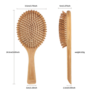 Spazzola Piatta per Capelli in Bambù Naturale Private Label con Cuscinetto d'Aria all'Ingrosso Spazzola Districante in Bambù di Alta Qualità - Product Image 2