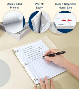 <span class=keywords><strong>Cuaderno</strong></span> de Papel Suelto Personalizado, Papel de 8 x 10.5 Pulgadas, Papel Rayado Universitario, Papel Perforado con 3 Orificios para Carpetas de 3 Anillos - Product Image 4