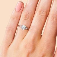 GRA Certifié Argent Sterling 925 Or 18k Plaqué Rhodium 0.5Ct Round Cut VVS1 D Color Moissanite Ring Wedding Jewelry for Women