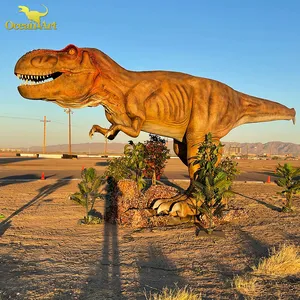 Fabricante de modelo de dinossauro jurássico personaliza dinossauro animatrônico gigante para o parque temático
