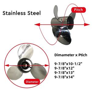 Winibo 9-7/8 x 10-1/<span class=keywords><strong>2</strong></span> inci, 9-7/8 x 12 x 13 inci, X14 inci Baling-baling Baja Tahan Karat dengan Hub Karet Tekan untuk Motor Tempel Yamaha 20HP 30HP - Product Image 2