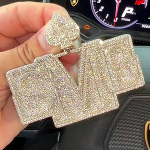 Özel 925 gümüş 18K 14K altın kaplama güzel takı Hip Hop kolye geçmek elmas testi buzlu Out VVS Moissanite adı kolye erkekler - Product Image 2