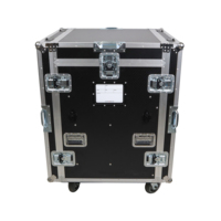 Flight case en aluminium sur mesure, en contreplaqué, pour console de mixage, 12U, antichoc, avec 2 tiroirs, 2 tables latérales et 4 roulettes verrouillables