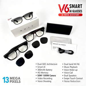 V6 AI Smart Glasses 13MP <b>Camera</b> EIS Anti-Shake 1080P Video Recording AI Translation BT Call Meeting Minutes Professional Eyewear - Product Image 5
