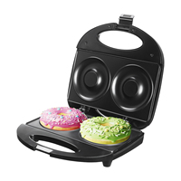 Machine à sandwich électrique automatique 750W 2 tranches, plaques antiadhésives en plastique, thermostat réglable, pour usage domestique, snacks, hot-dogs, donuts