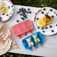 Moule en silicone en forme de 3 ours pour crème glacée, moule à glaces animaux fait maison, qualité alimentaire sans BPA, durable, pour sucettes glacées DIY