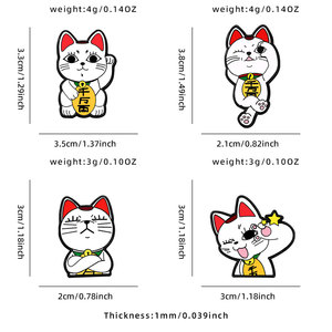Épingles en émail personnalisées en gros, motif chat porte-bonheur Maneki Neko, jolies broches en métal en forme de chat japonais, accessoire de mode, en stock - Product Image 2