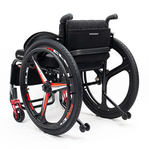 Kursi roda Manual aluminium sandaran lembut hitam ringan dengan desain olahraga roda 3 Ruji - Product Image 2