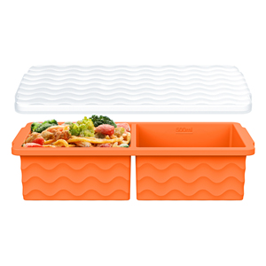 Custom Container Food <b>Storage</b> 2 Cup Ice Cream Maker Tray Freezer Ice Cube Silicone Food Freezer Tray Mold with Lid - Product Image 1
