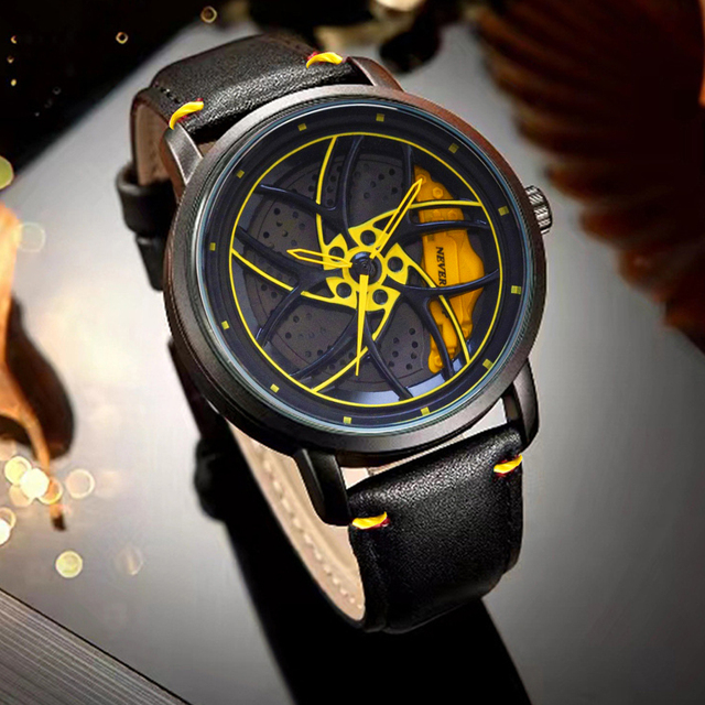 Mens Luxury Watch Sports Car Watches With Box Set Sport Rim Hub Wheel Wristwatch Quartz Rotating Watches Men Relogio Masculino