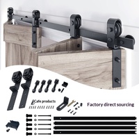 Porte coulissante pliante double à roulettes, style américain moderne et épuré, pour salon et cuisine, avec rail, pour l'intérieur et l'extérieur