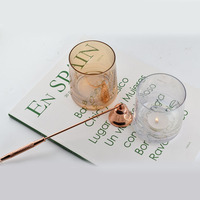 Leere Glas Aroma therapie Soja Kerzen gläser mit Holzdeckeln und Geschenk boxen im Großhandel Champagner-farbigen Luxus verziert
