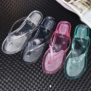 Jelly Flip Flops Flat <strong>Slippers</strong> Outside Beach Shoes Women's Summer <strong>Slippers</strong> Outdoor <strong>Transparent</strong> Sandals - Product Image 2