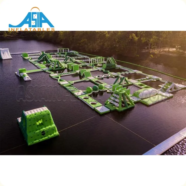 Largest Green Inflatable Water Park Inflatable Aquapark On Vossemeren