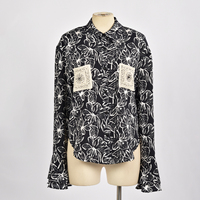 Chemise à manches longues en viscose (80%) et nylon (20%), best-seller, haute qualité, col chemise ample, style tropical.