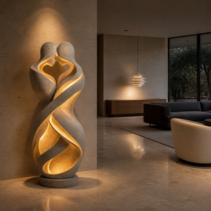 Scultura in Fibra di Vetro a Grandezza Naturale, Figura di Amanti Intrecciati Realizzata a Mano per Sale Matrimoni e Hall - Product Image 1