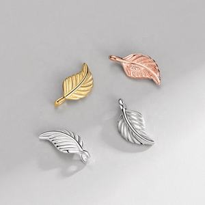 Diskon Besar 925 Perak Murni Mode Rose Gold Disepuh Bulu Jimat Perhiasan Liontin untuk Membuat Gelang - Product Image 3