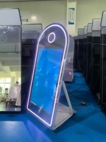 Photomaton à écran tactile en verre miroir avec support pour appareils photo reflex et smartphones, cadre métallique, impression instantanée, pour fêtes