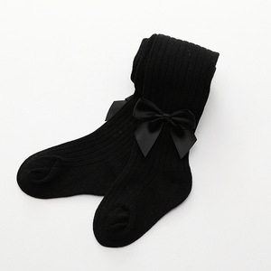 S959410WX leggings printemps-été, rayures verticales en coton, grand nœud, chaussettes épaisses à porter à l'extérieur - Product Image 4