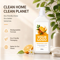 Liquide vaisselle parfumé aux agrumes, marque privée, écologique, détergent pour la cuisine, élimination des taches tenaces, nettoyant personnalisé OEM