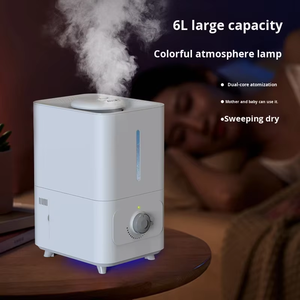 Humidificateur <span class=keywords><strong>d</strong></span>'<span class=keywords><strong>air</strong></span> commercial à ultrasons, capacité de 6 L, grand diffuseur de brume, rafraîchisseur de fruits et légumes pour chambre à coucher, sur pied - Product Image 4