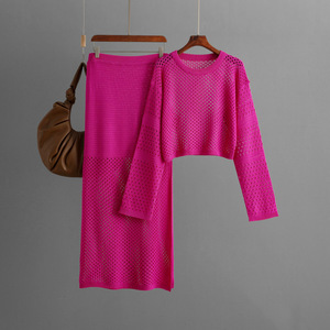 Completo Due Pezzi in Maglia Stile Rete per Donna: Maglione Lavorato a Maglia e Gonna Larga per l'Estate - Abbigliamento Femminile alla <span class=keywords><strong>Moda</strong></span> - Product Image 3